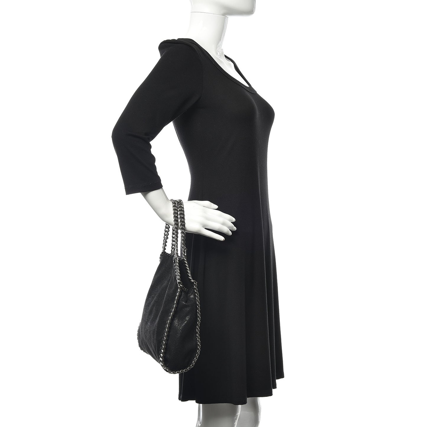 Shaggy Deer Mini Falabella Fold Over Tote Black