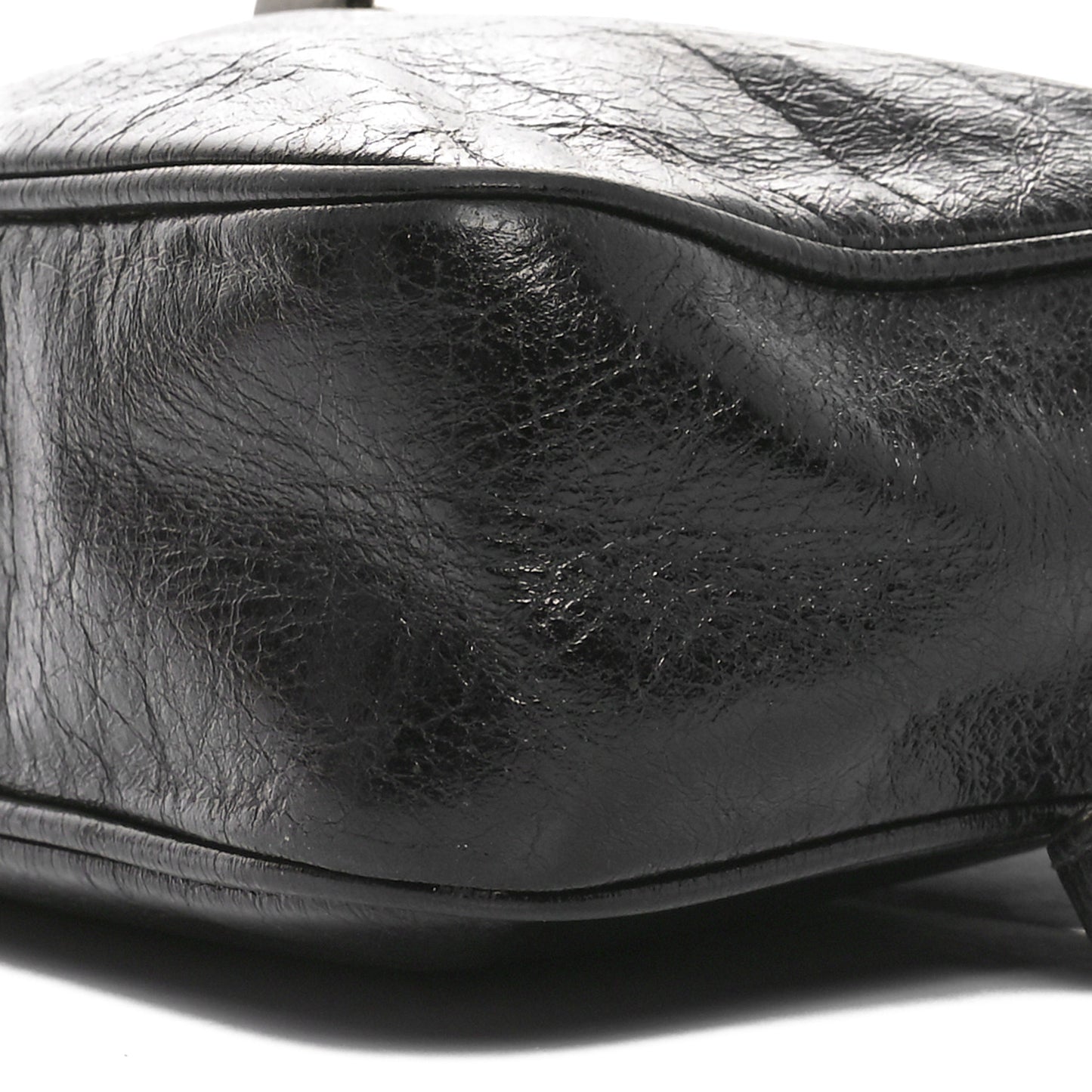Cracked Shiny Calfskin Monogram Lou Camera Bag Black