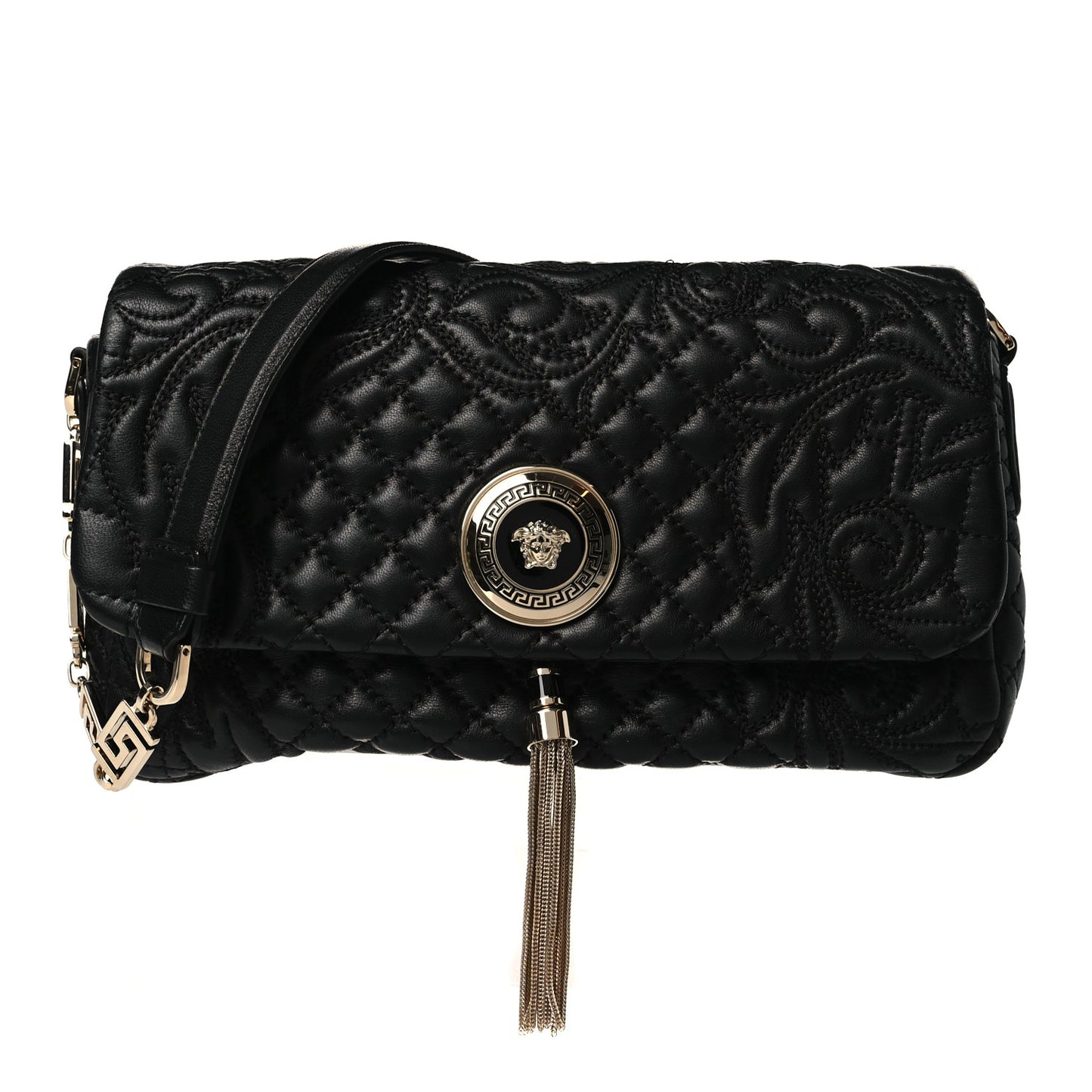 Nappa Barocco Quilted Calliope Vanitas Shoulder Bag Black