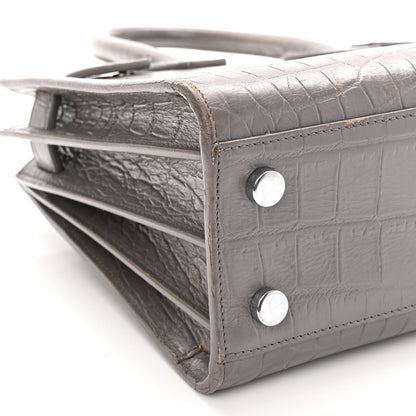 Saint Laurent Calfskin Crocodile Embossed Nano Sac De Jour Fog 8 of 23
