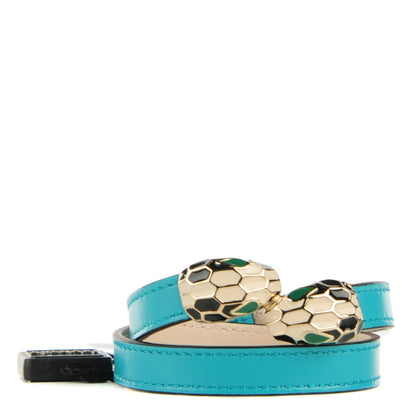 Bulgari Calfskin Serpenti Forever Multi-coiled Bracelet M Aquarelle Turquoise 6 of 13