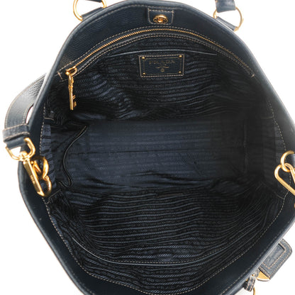 Prada Coated Jacquard Logo Tote Blue 5 of 8