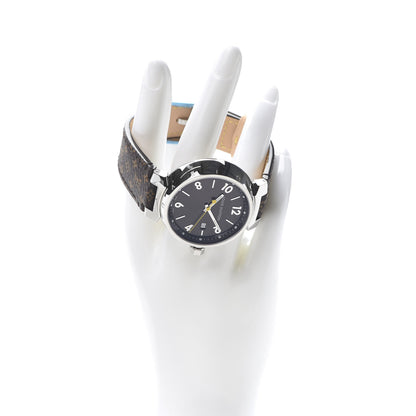Louis Vuitton Stainless Steel Monogram 39mm Tambour Quartz Watch Brown 2 of 5