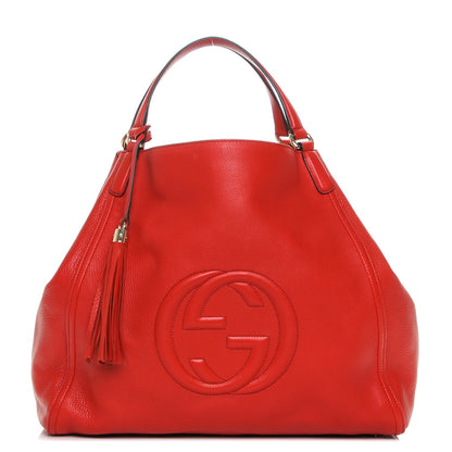 Gucci Pebbled Calfskin Large Soho Shoulder Bag Red 1 of 7