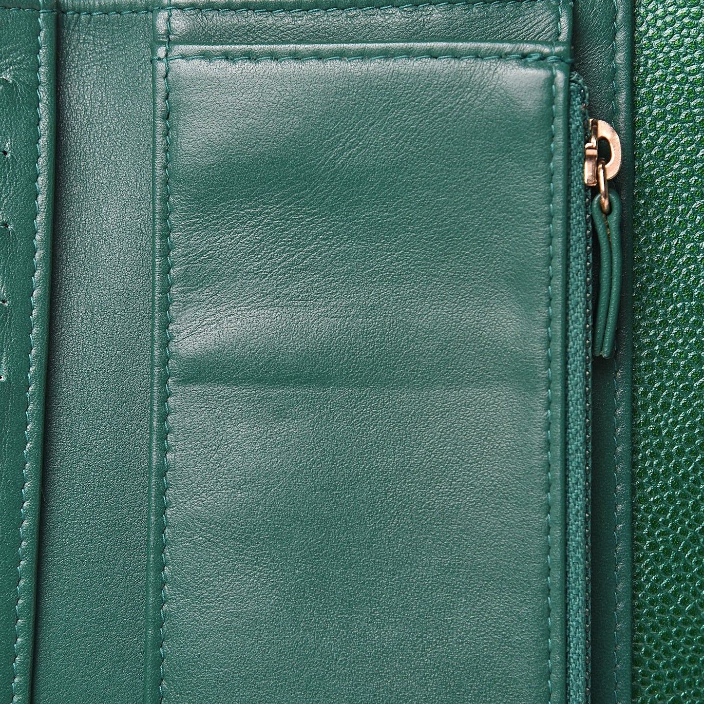 Metallic Caviar Quilted Medium Flap Wallet Green