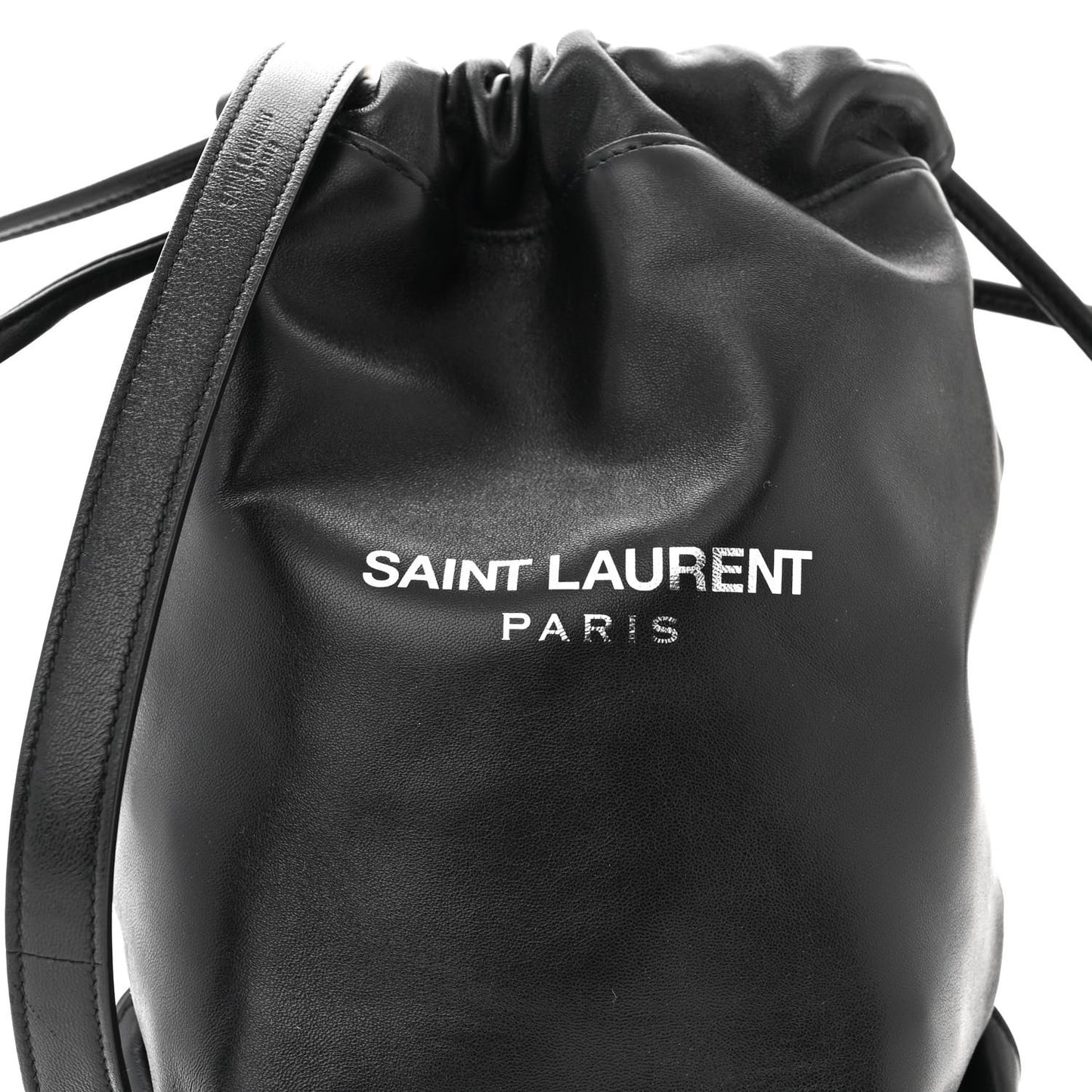 Lambskin Teddy Drawstring Bag Black