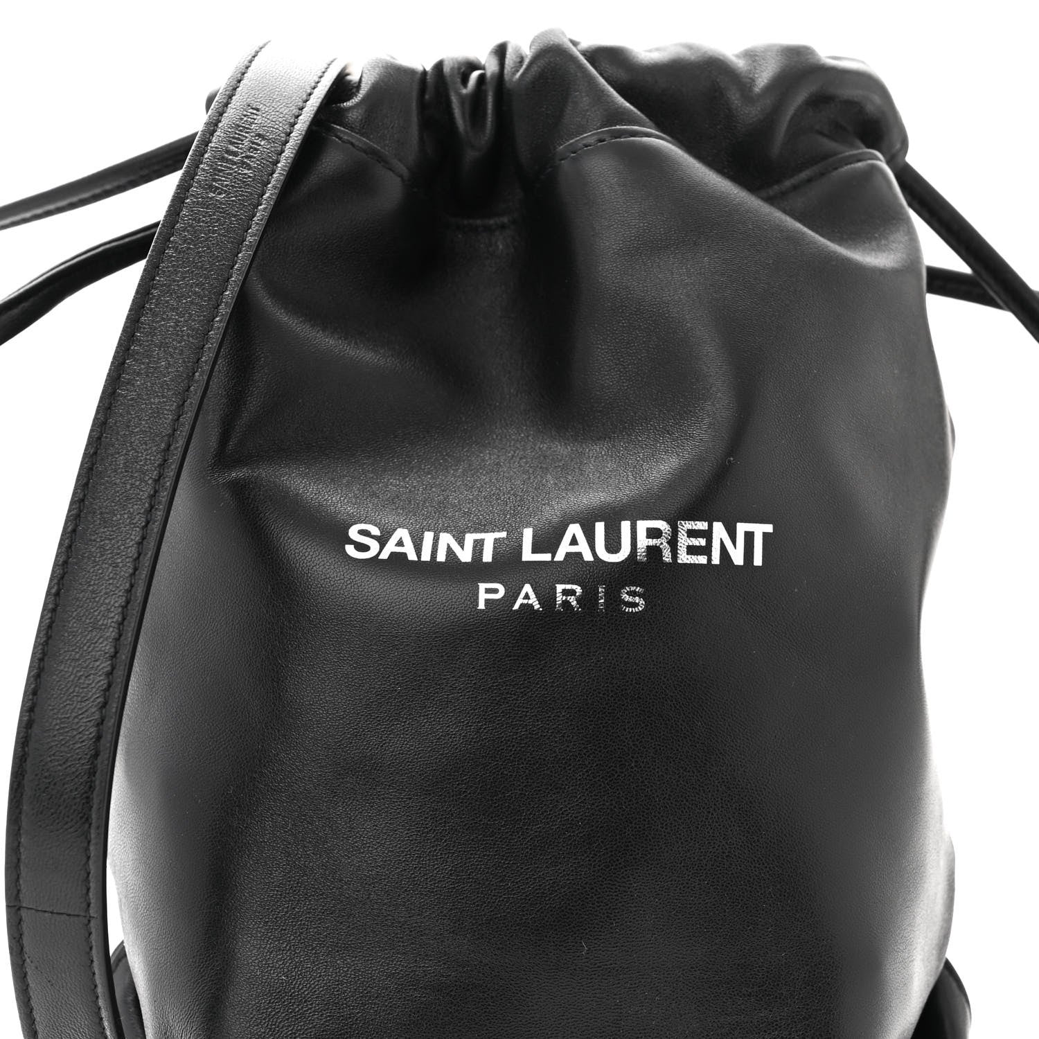 Saint Laurent Lambskin Teddy Drawstring Bag Black 9 of 11