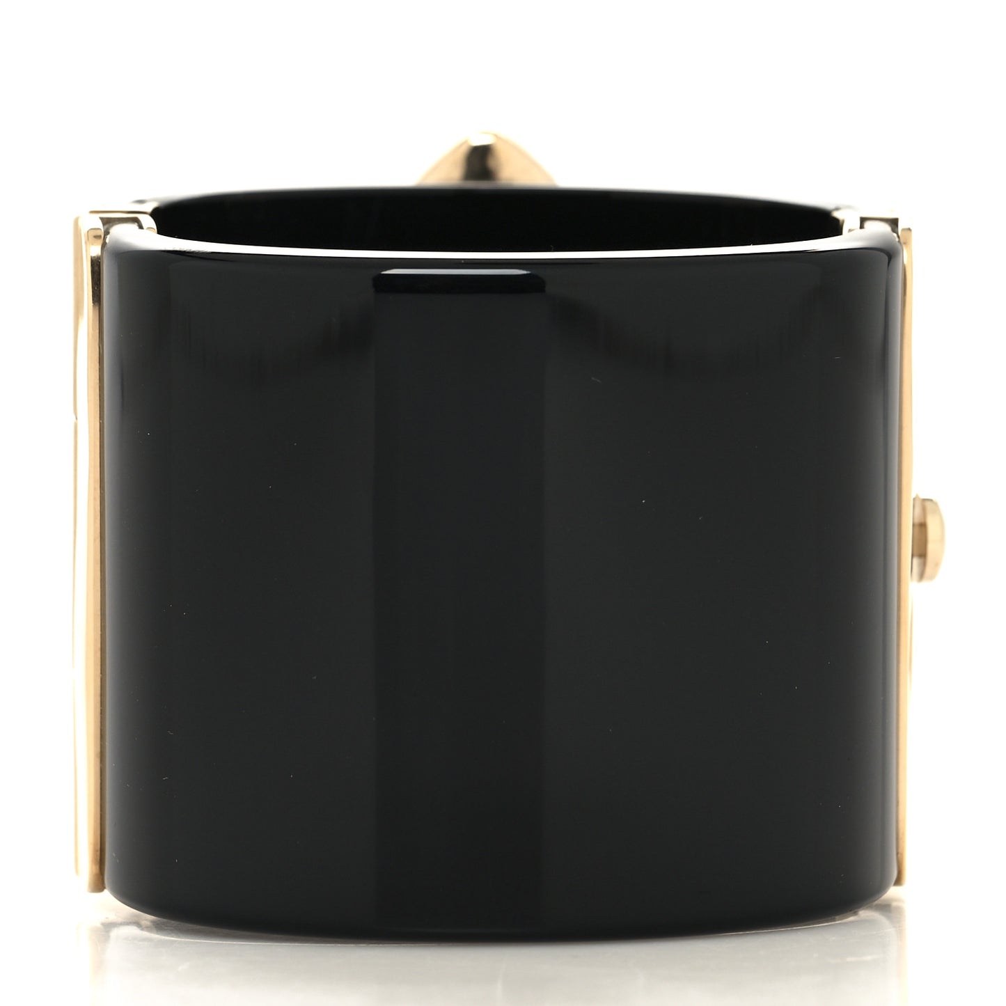 Resin Pearl Enamel CC Cuff Bracelet Black Pearly White Gold