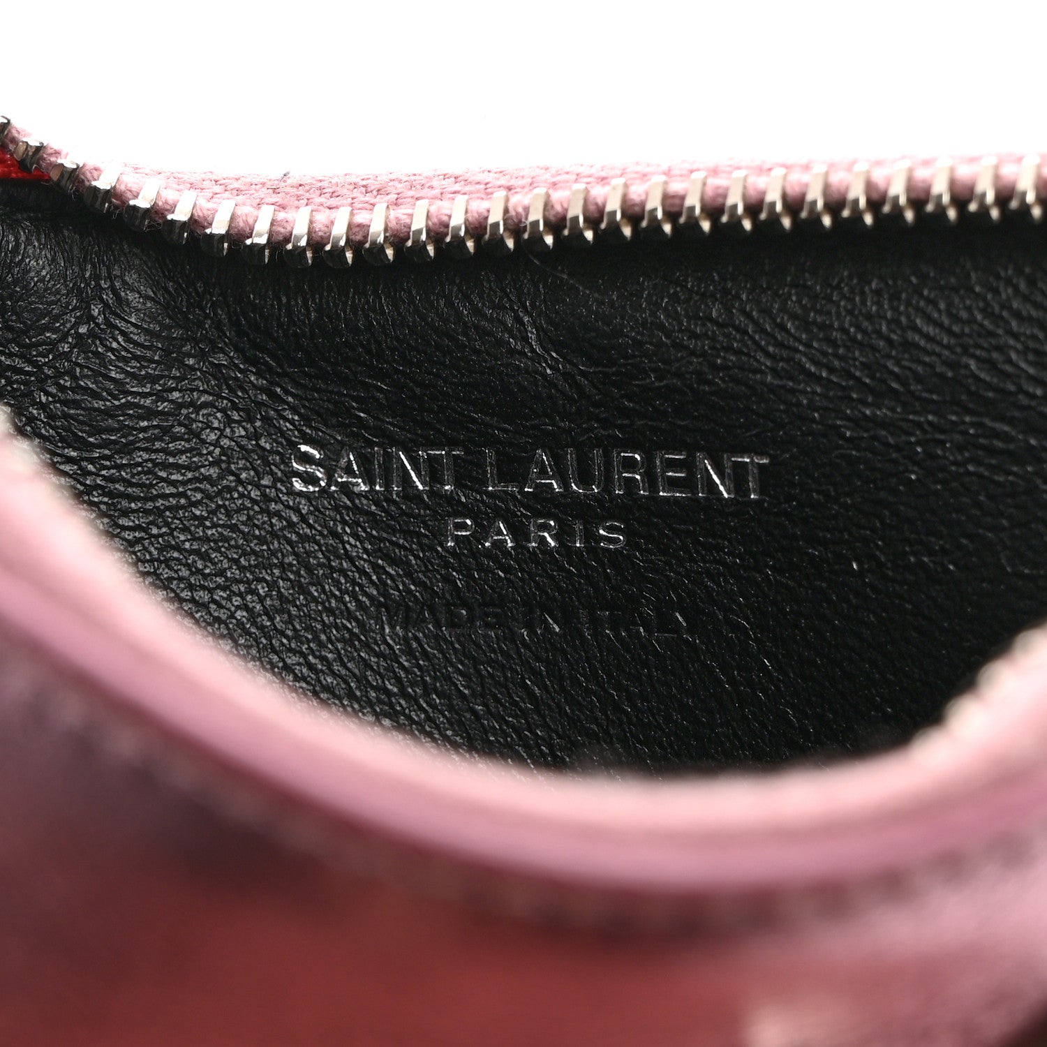 Saint Laurent Metallic Calfskin Monogram Fragments Zippered Card Case Vegas Pink 6 of 6