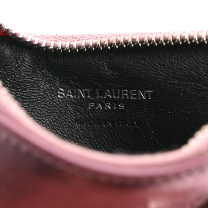 Saint Laurent Metallic Calfskin Monogram Fragments Zippered Card Case Vegas Pink 6 of 6