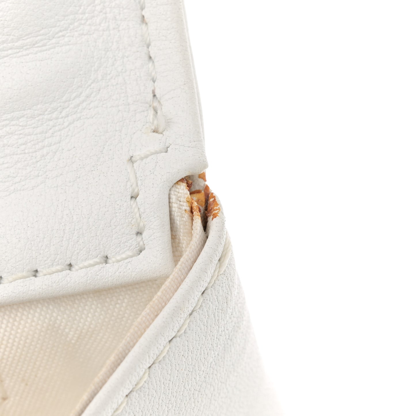 Calfskin Quilted Wild Stitch Large Flap White
