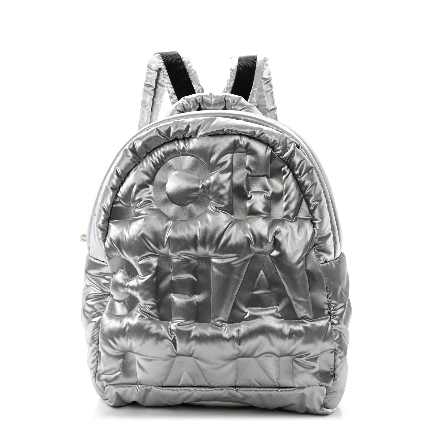 Chanel Nylon Embossed Small Doudoune Backpack Silver 1 of 10
