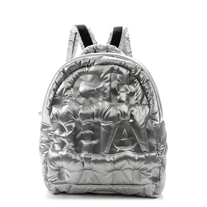 Chanel Nylon Embossed Small Doudoune Backpack Silver 1 of 10