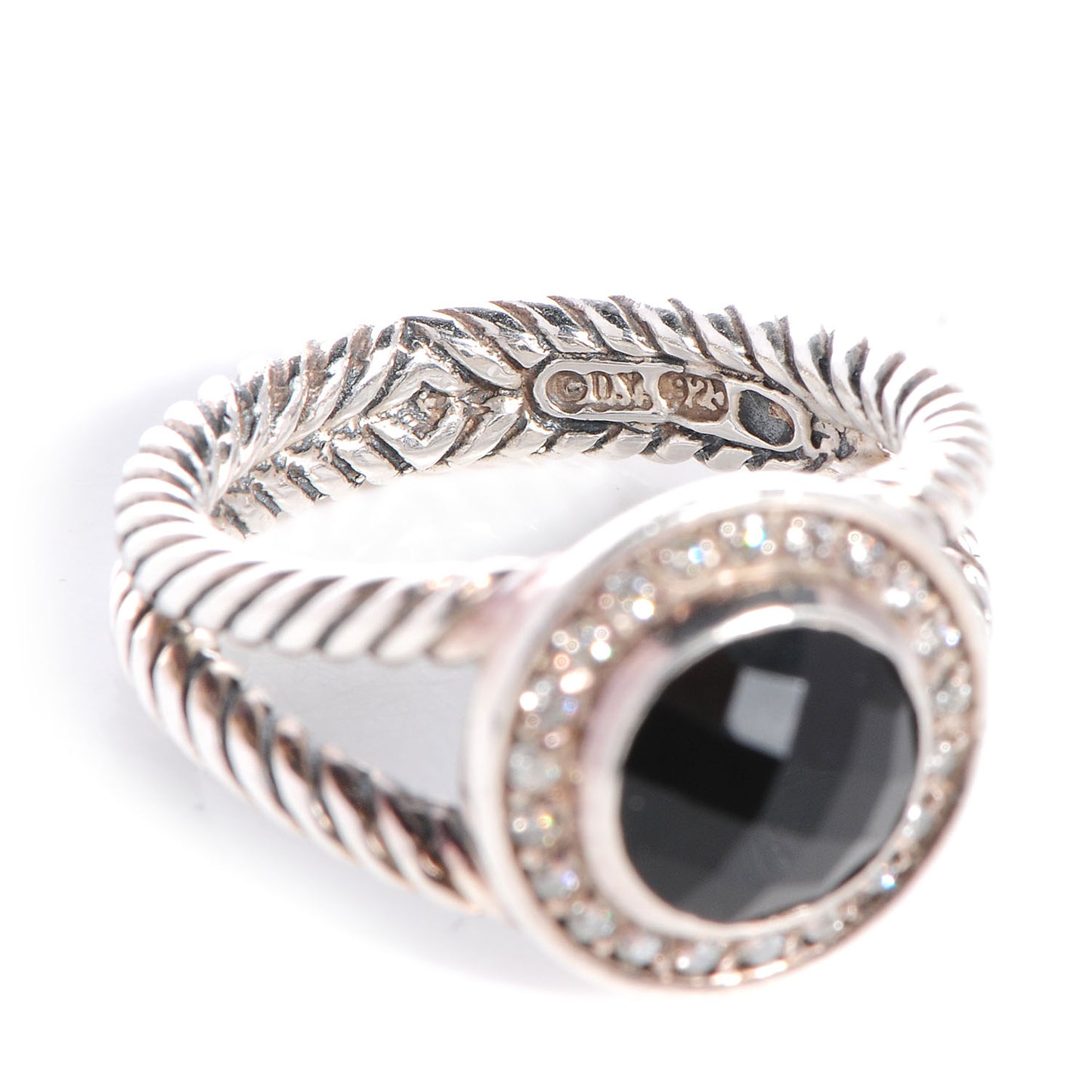 Sterling Silver Diamond Black Onyx 8mm Petite Cerise Ring 53 6.5