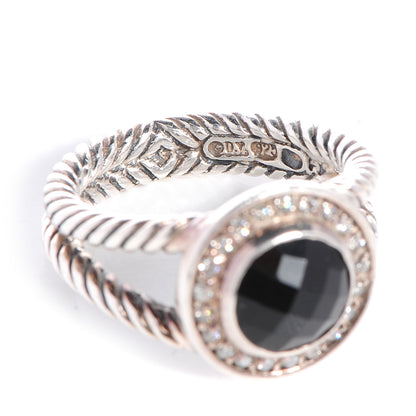 David Yurman Sterling Silver Diamond Black Onyx 8mm Petite Cerise Ring 53 6.5 3 of 5