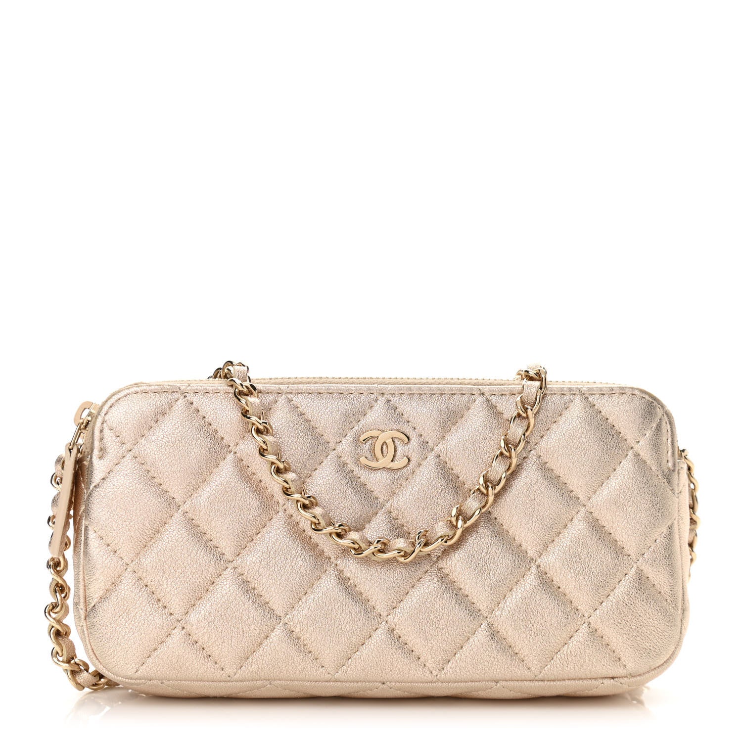 Chanel Metallic Lambskin Quilted Small Clutch With Chain Gold 1 of 11