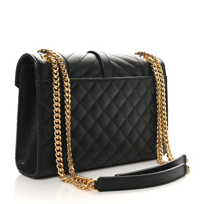 Saint Laurent Grain De Poudre Textured Mixed Matelasse Triquilt Medium Monogram Satchel Black 3 of 10