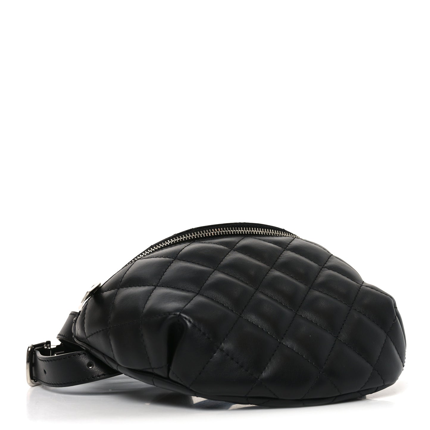Calfskin Quilted Waist Belt Bag Black