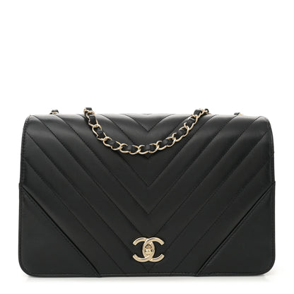 Chanel Calfskin Chevron Quilted Large Statement Flap Black 1 of 10