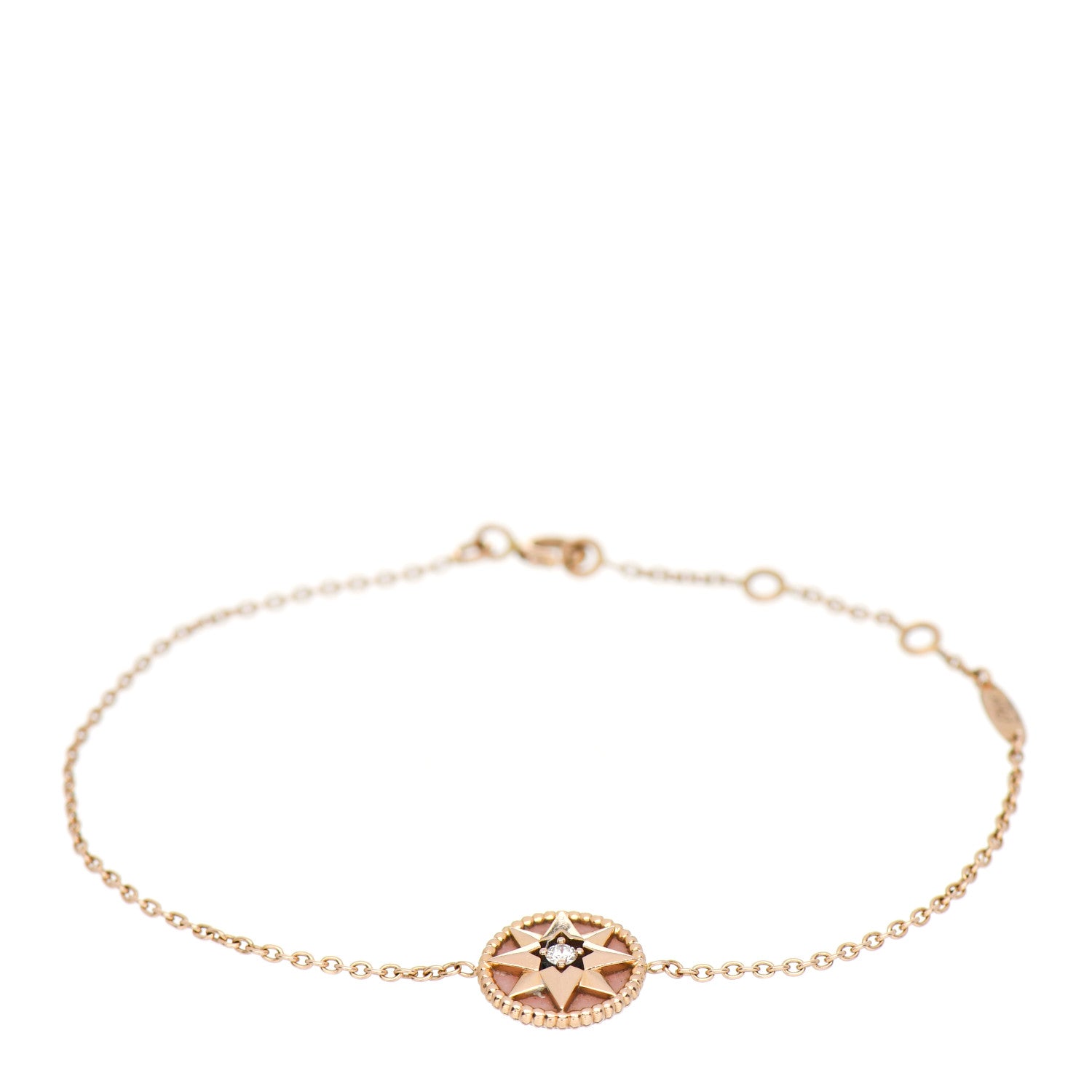 Christian Dior 18K Rose Gold Diamond Pink Opal Rose Des Vents Bracelet 1 of 4