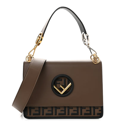 Fendi Vitello Century F is Fendi Bi-Color FF 1974 Embossed Kan I Shoulder Bag Maya Black 1 of 9
