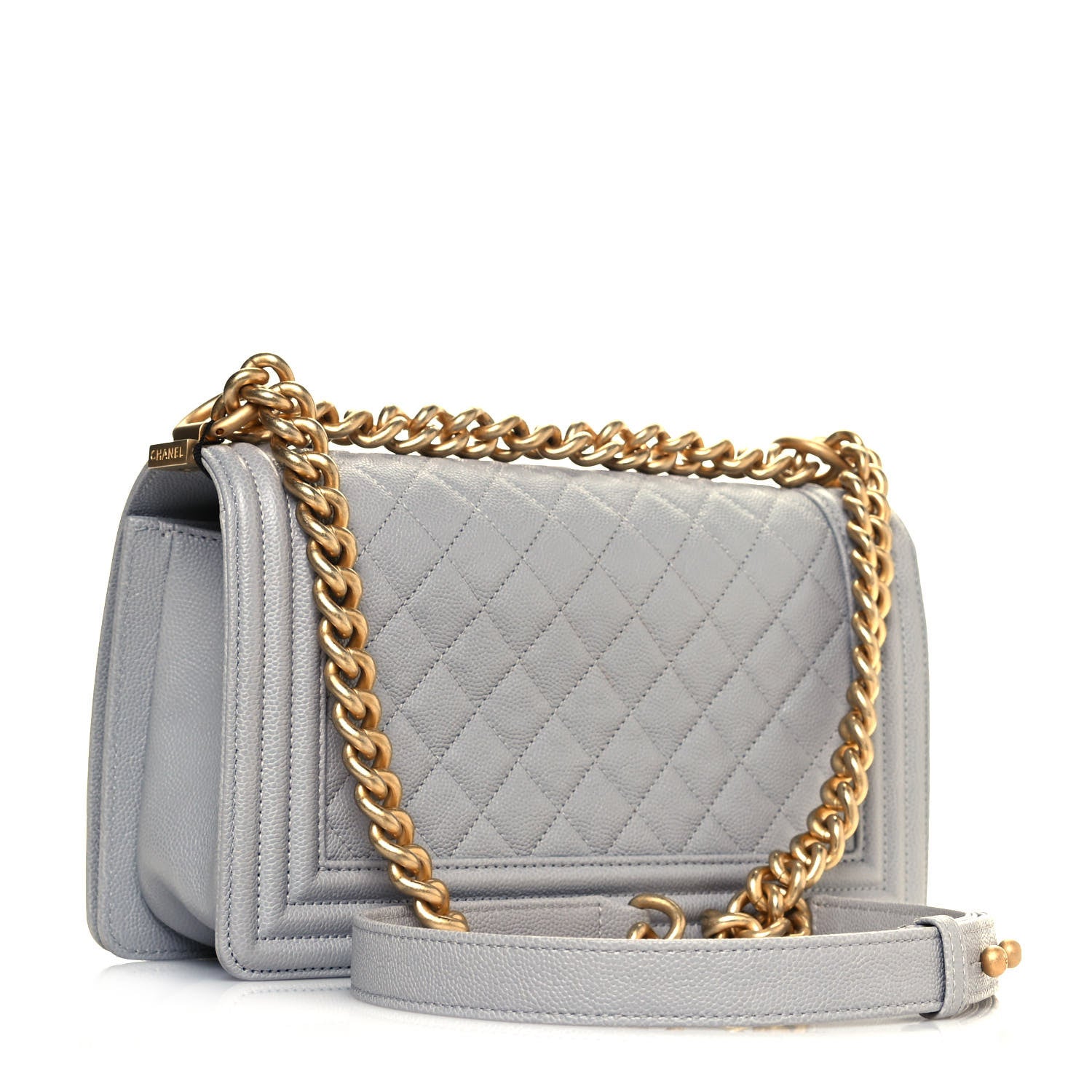 Chanel Caviar Quilted Medium Boy Flap Light Grey 3 of 11