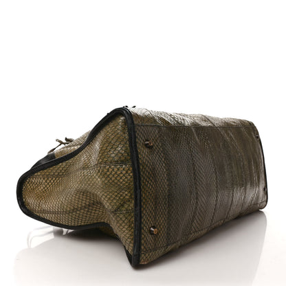 Balenciaga Calfskin Snake Effect Classic Hardware Work Green 4 of 10