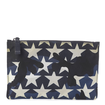 Valentino Garavani Nylon Camustars Medium Zip Pouch Marine Light Ivory 1 of 6