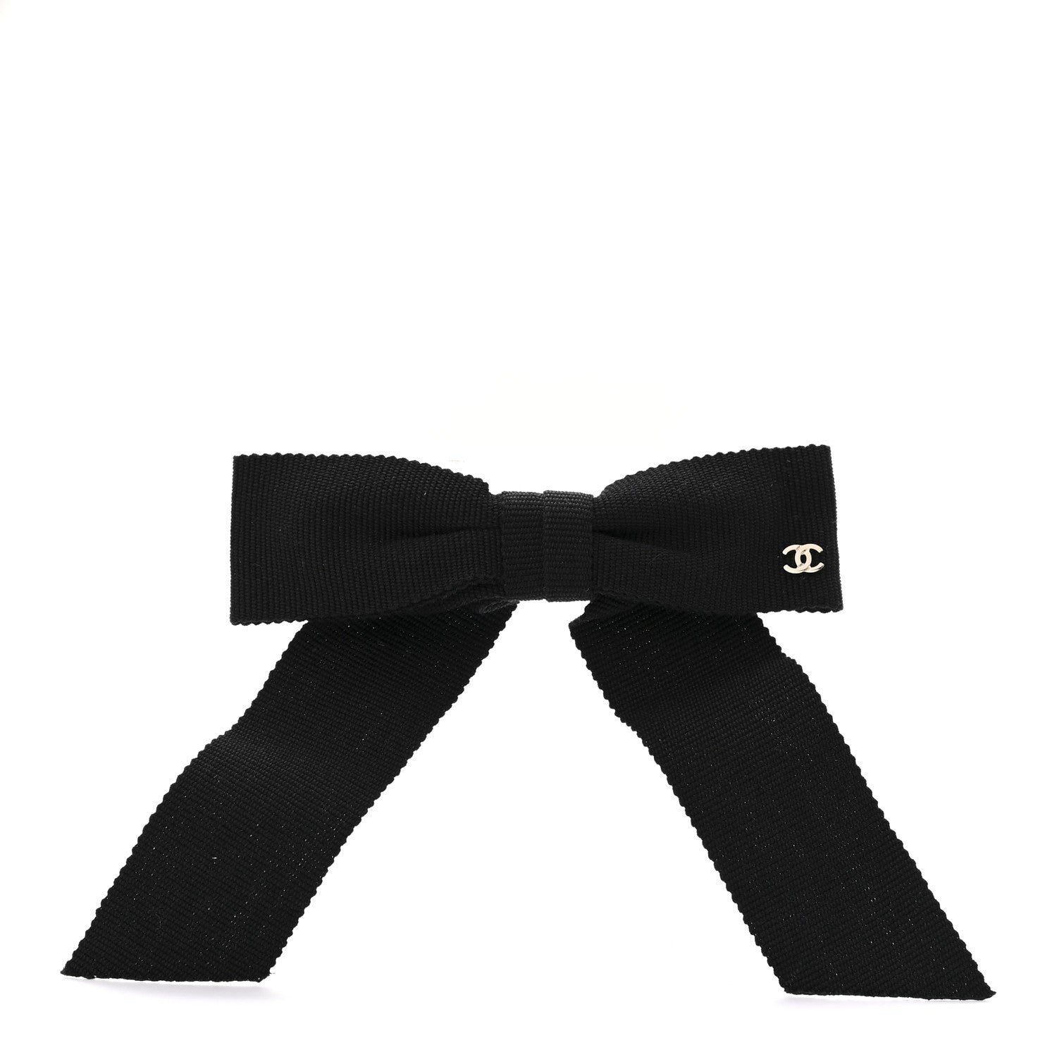 Chanel Grosgrain Bow CC Hair Clip Black 1 of 4