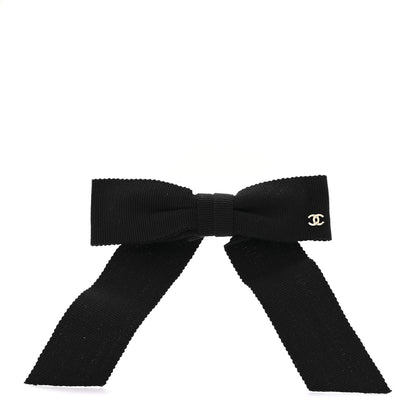 Chanel Grosgrain Bow CC Hair Clip Black 1 of 4