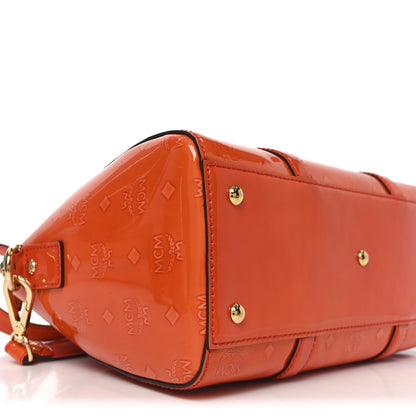 MCM Monogram Patent Zip Top Tote Orange 8 of 9