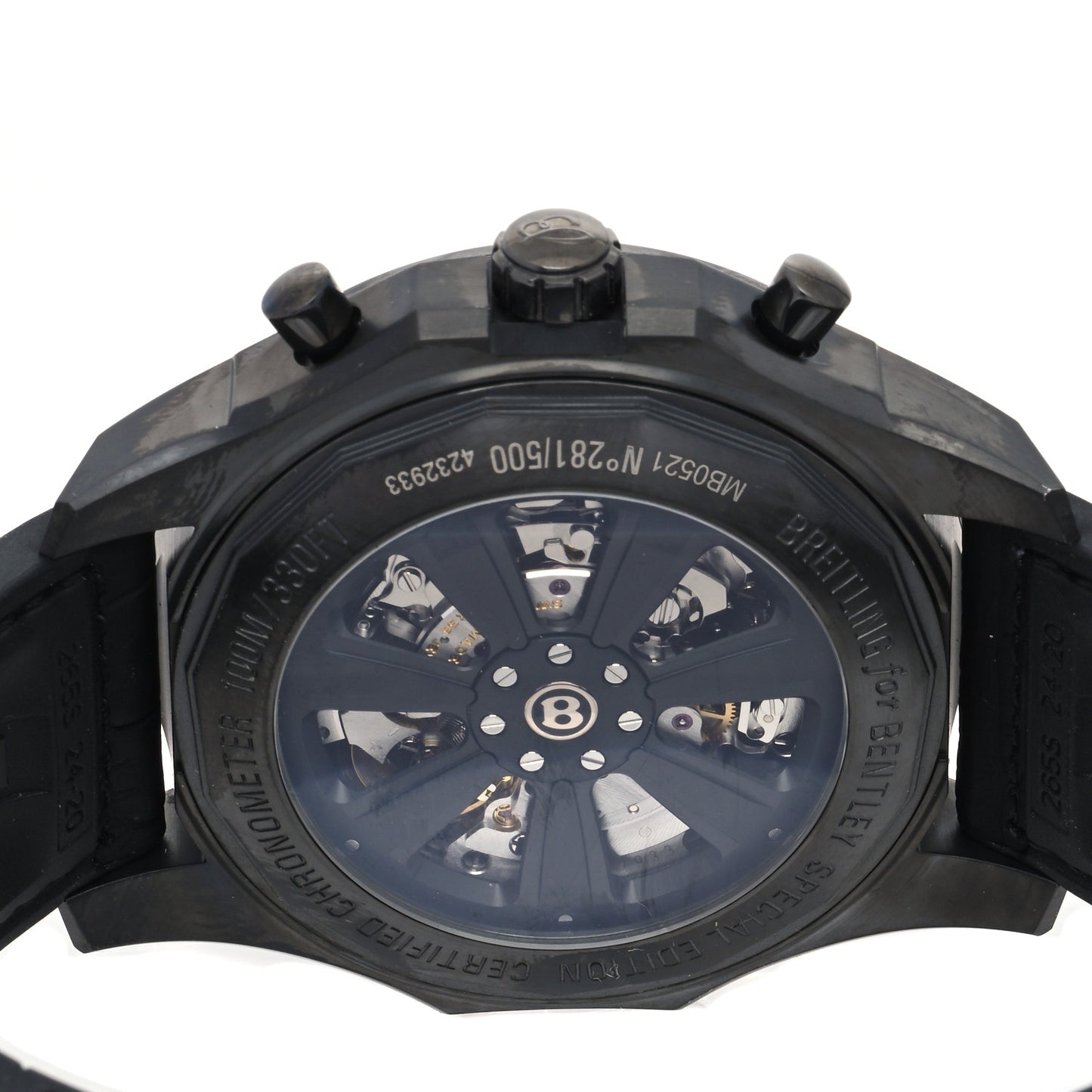Stainless Steel Rubber 49mm Bentley B05 Unitime Chronograph Automatic Watch Black MB0521