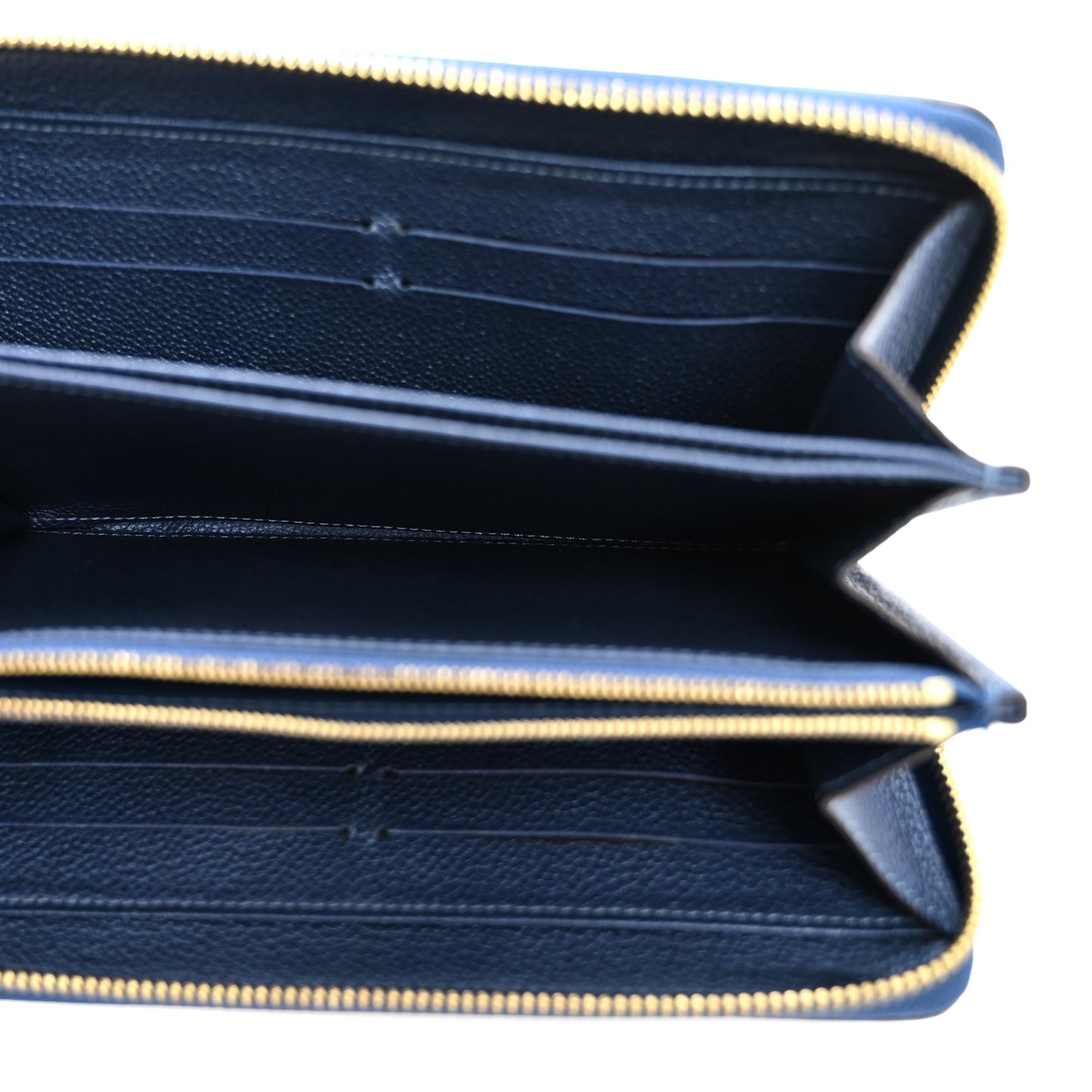 Metallic Empreinte Monogram Zippy Wallet Navy Nacre