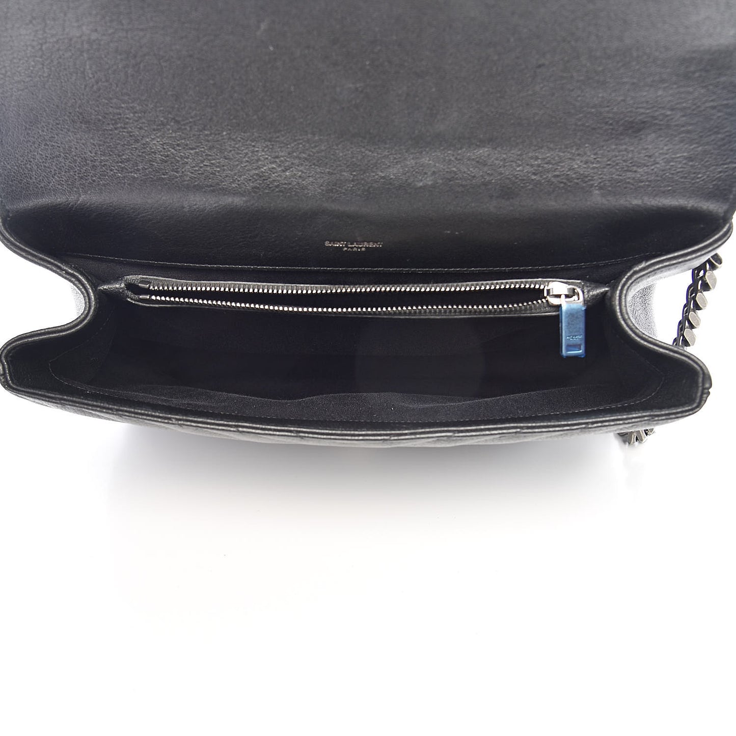 Sheepskin Matelasse Chevron Monogram Large College Satchel Black