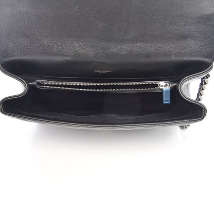 Saint Laurent Sheepskin Matelasse Chevron Monogram Large College Satchel Black 5 of 13