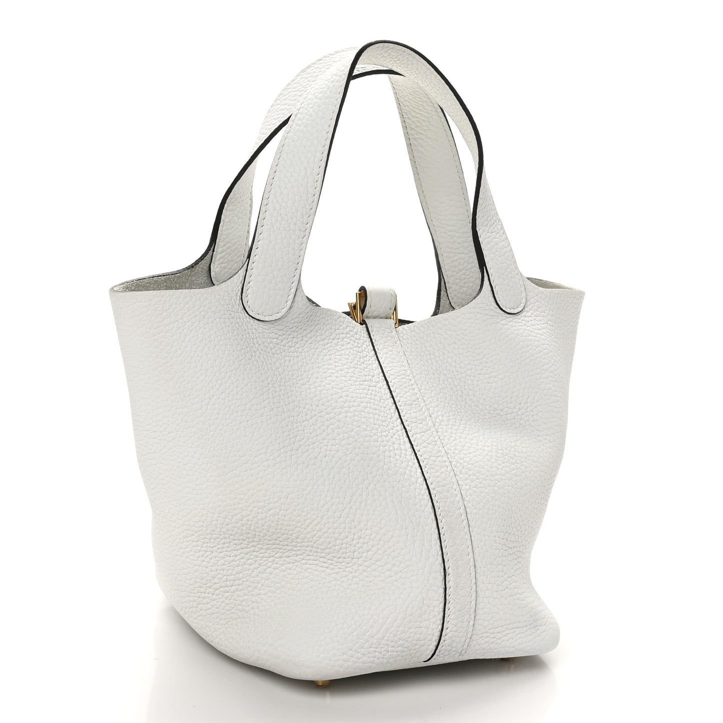 Taurillon Clemence Picotin Lock 18 PM New White