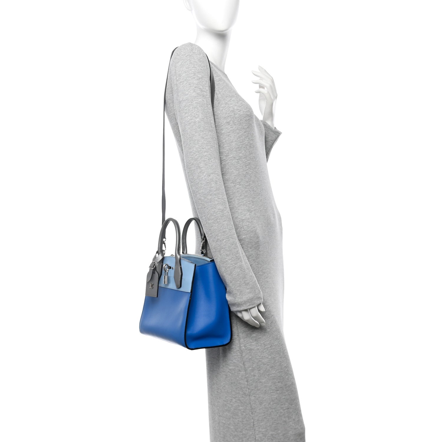 Louis Vuitton Calfskin City Steamer PM Silver Blue 2 of 9