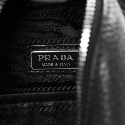 Prada Vitello Daino Logo Embossed Cross Sling Backpack Black 6 of 9