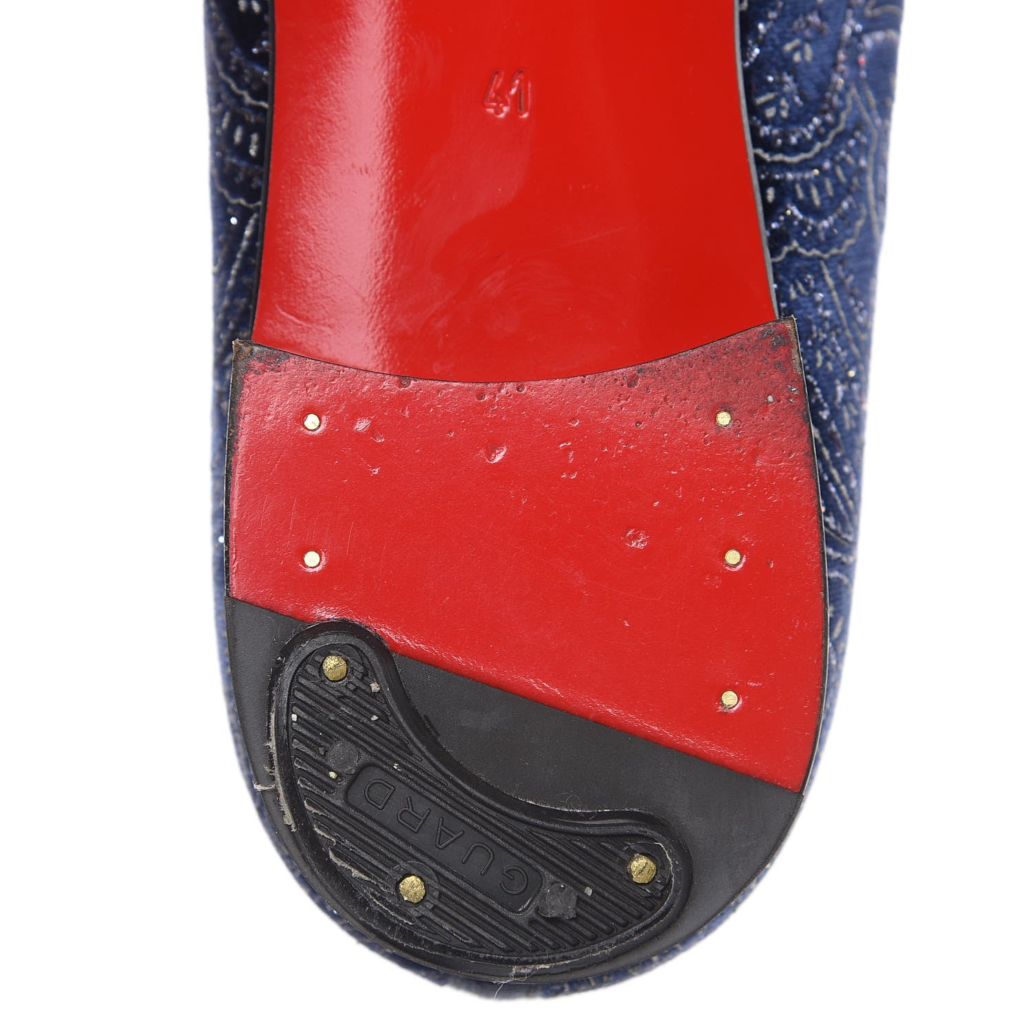 Christian Louboutin Velvet Brode Mens Dandelion Flat Loafers 41 Navy 10 of 11