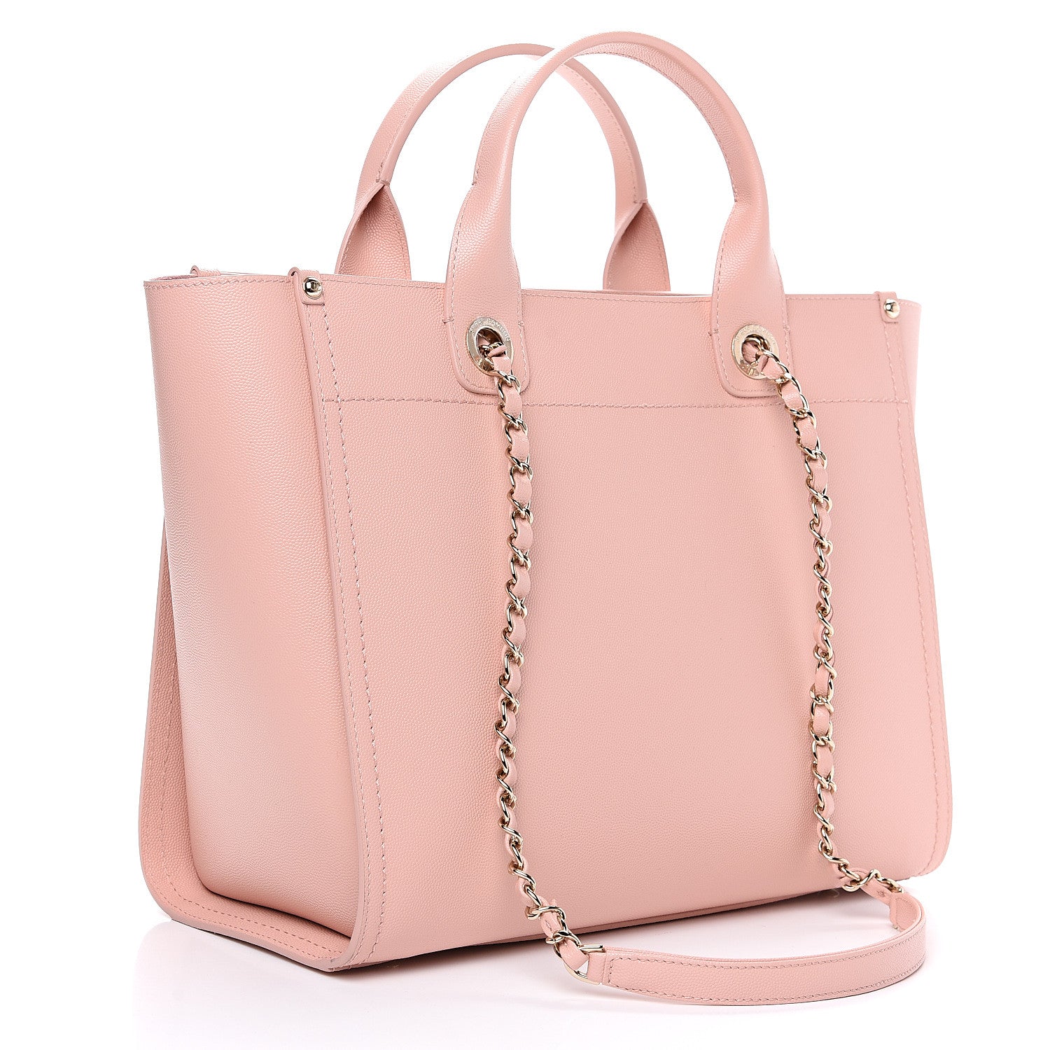 Chanel Caviar Small Studded Deauville Tote Light Pink 2 of 9