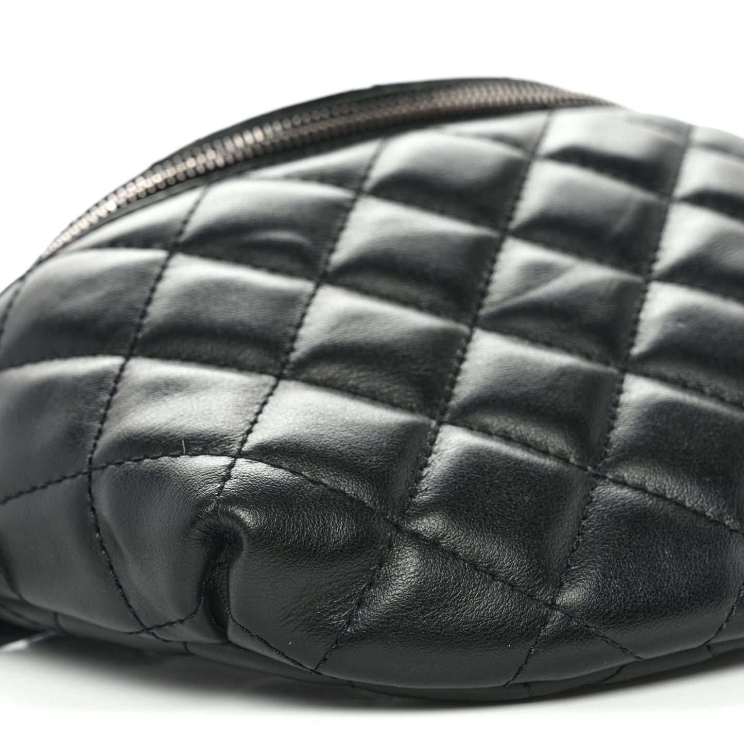 Calfskin Quilted Uniform Waist Belt Bag Black