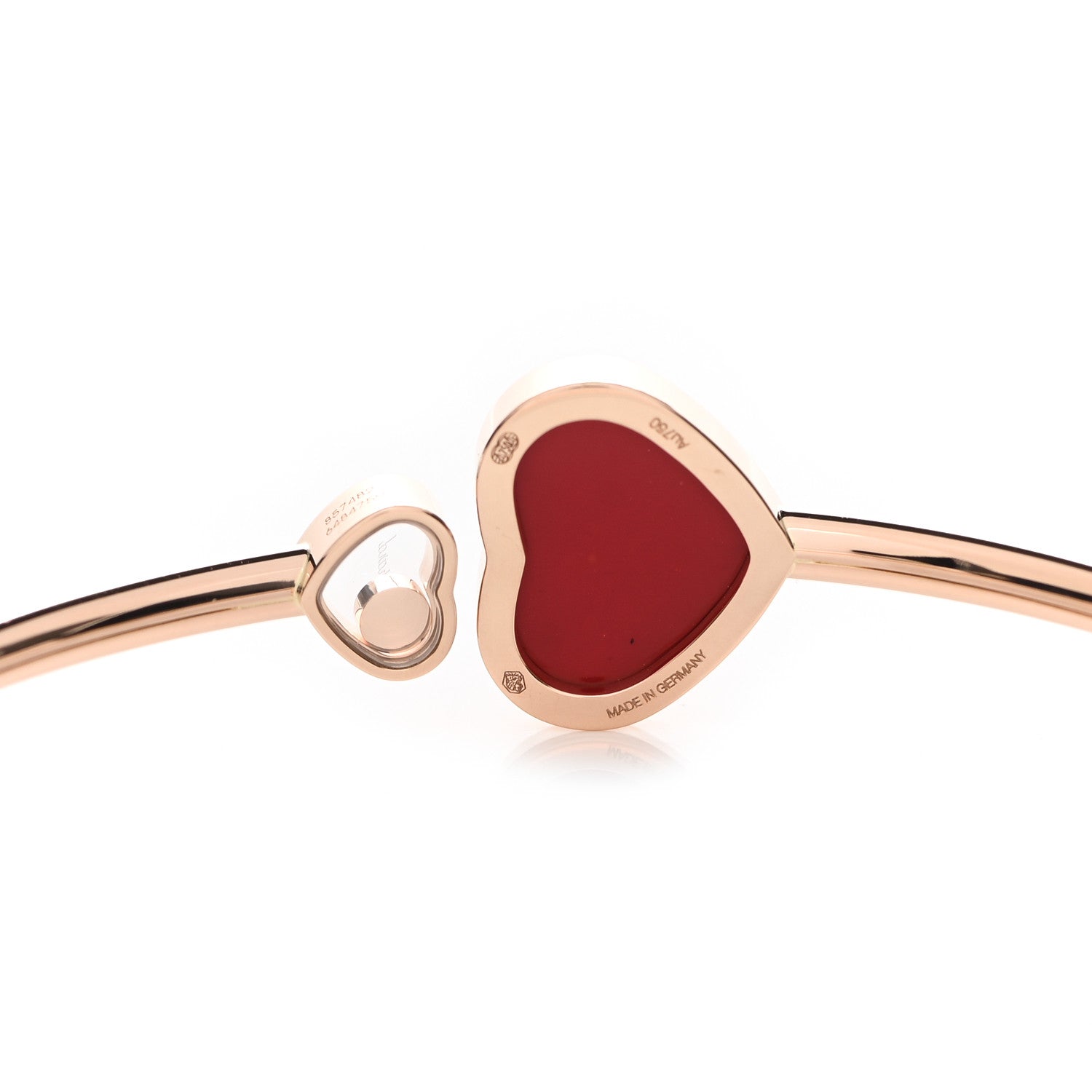 Chopard 18K Rose Gold Diamond Carnelian Happy Hearts Bangle Bracelet 3 of 5