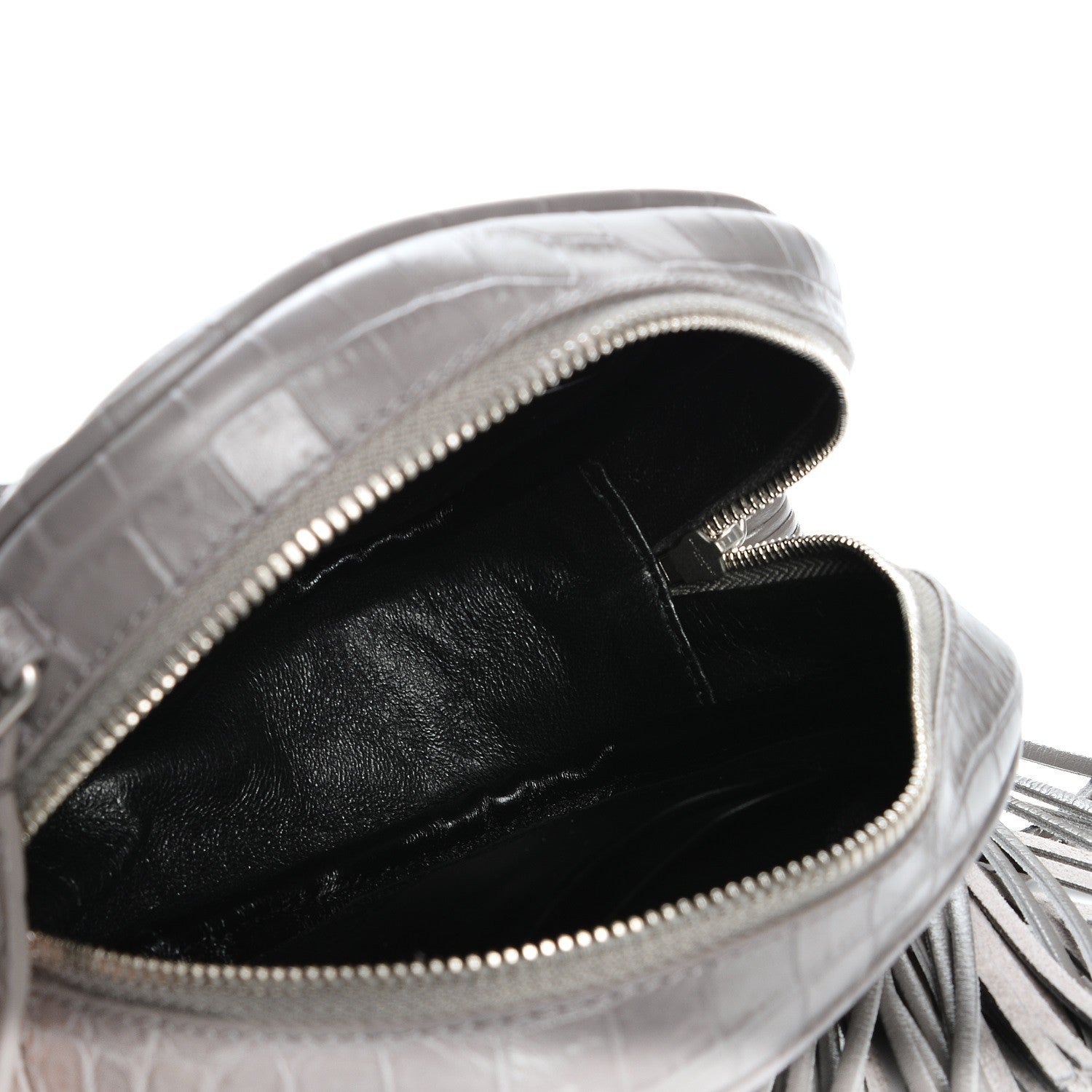 Saint Laurent Calfskin Crocodile Embossed Monogram Blogger Bag Fog 5 of 7