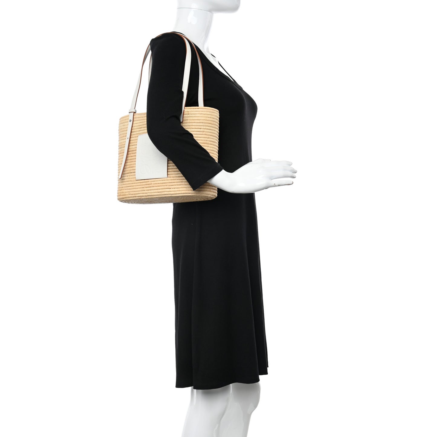 Raffia Square Small Basket Tote Bag Natural White