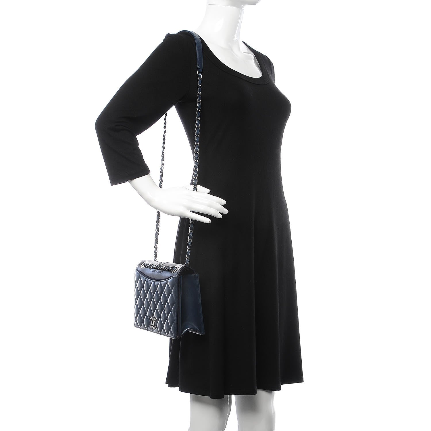 Chanel Calfskin Quilted Ballerine Flap Black Blue 2 of 7