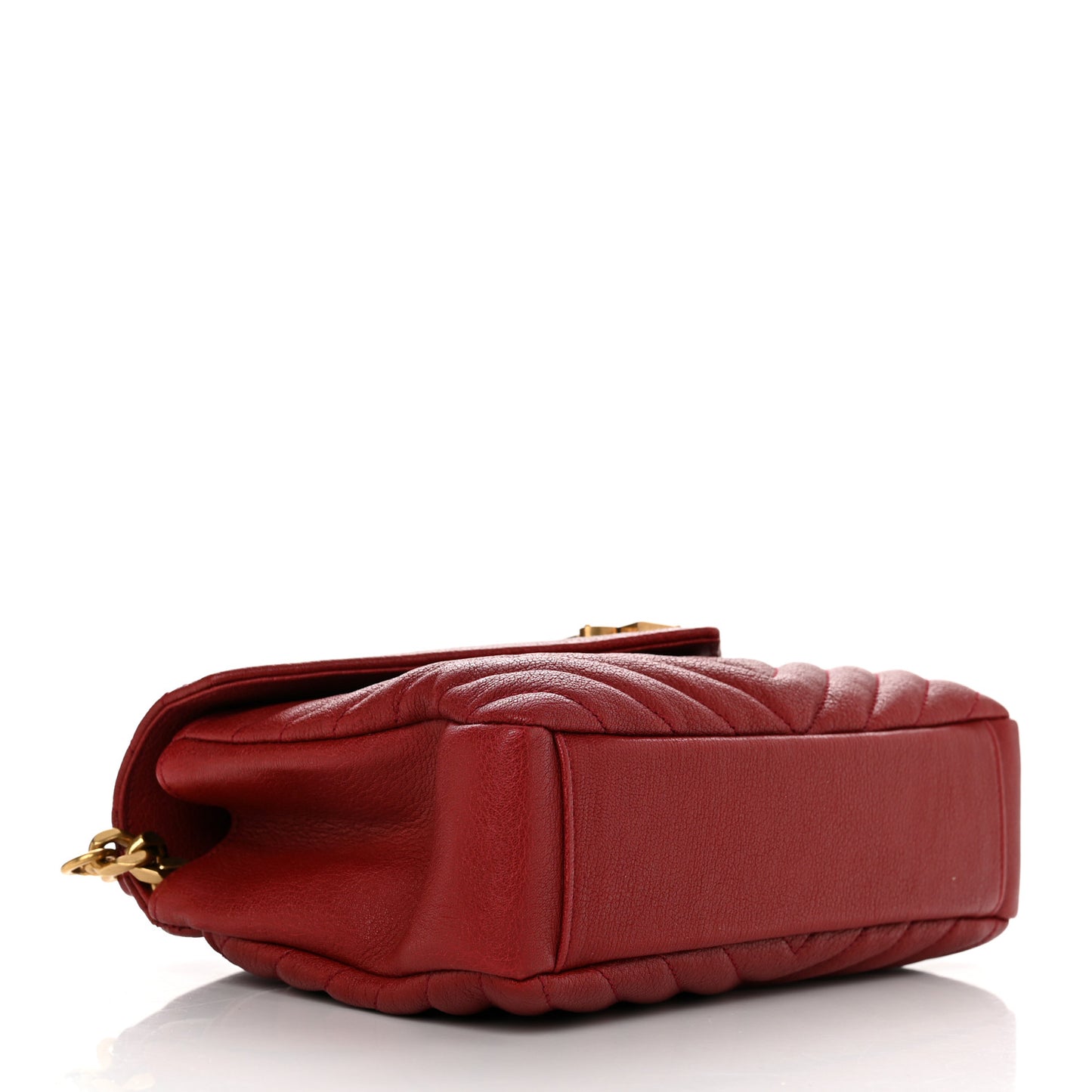 Sheepskin Matelasse Chevron Monogram Medium College Bag Opyum Red