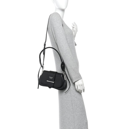 Prada City Calfskin Saffiano Sidonie Shoulder Bag Black 2 of 10