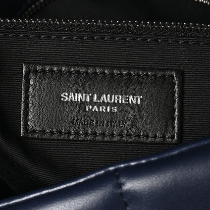 Saint Laurent Lambskin Quilted Medium Loulou Puffer Monogram Chain Satchel Deep Marine 6 of 10