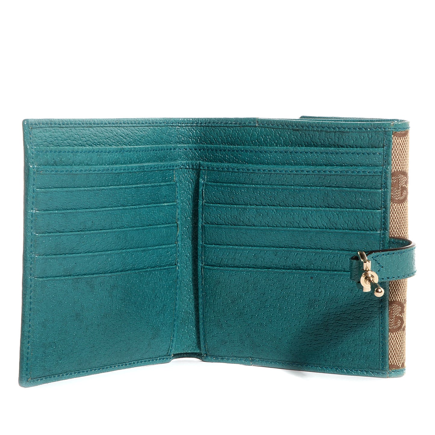 Monogram Piston Lock Compact Wallet Turquoise