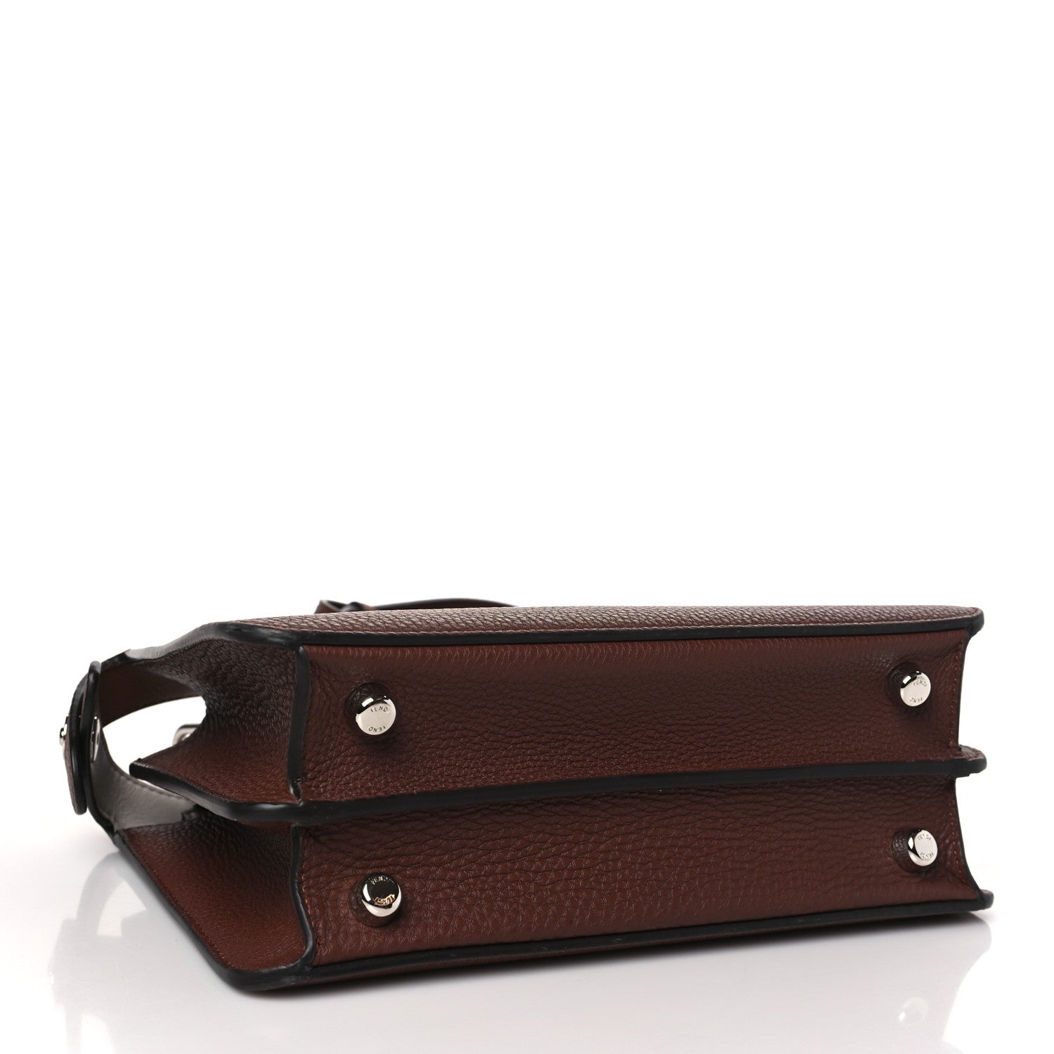 Fendi Cuoio Romano Vitello Cover Glazed Fabric Bi-Color FF 1974 Mini Peekaboo I SEE U Satchel Ghianda Grezzo 5 of 11
